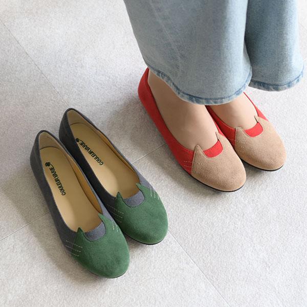 パンプス フラット ラウンドトゥ バレエシューズ ネコ 猫 3e 柔らかい 楽 疲れない クロールバリエ No.544230 セール ※交換返品不可 | COULEUR VARIE | 02