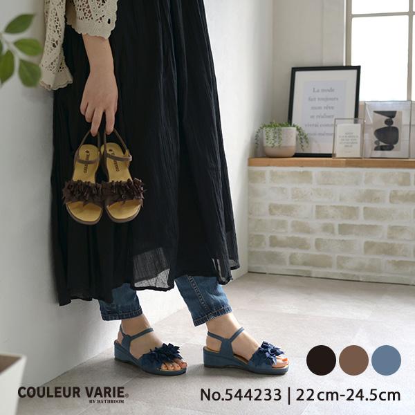 サンダル レディース  リボン 痛くない 3e幅 幅広 甲高 甲深 外反母趾 ウェッジヒール きれいめ カジュアル 夏 No.544233 クロールバリエ セール ※交換返品不可 | COULEUR VARIE
