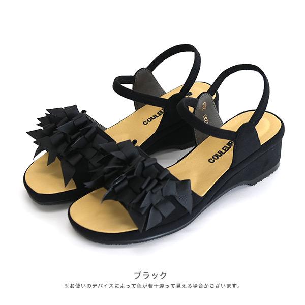 サンダル レディース  リボン 痛くない 3e幅 幅広 甲高 甲深 外反母趾 ウェッジヒール きれいめ カジュアル 夏 No.544233 クロールバリエ セール ※交換返品不可 | COULEUR VARIE | 11