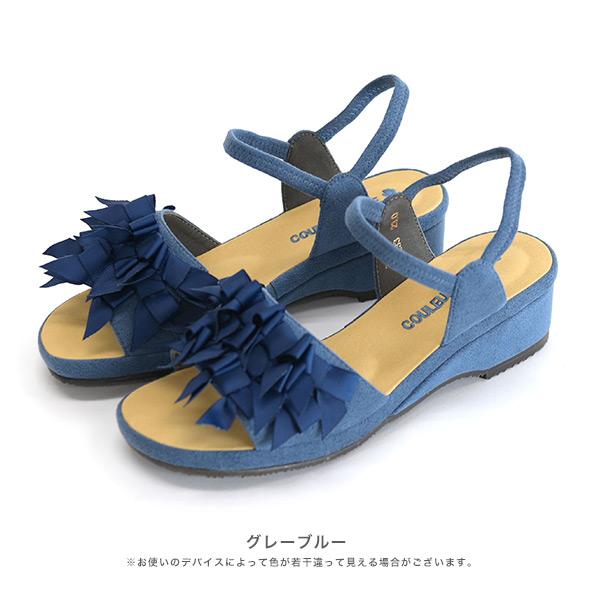 サンダル レディース  リボン 痛くない 3e幅 幅広 甲高 甲深 外反母趾 ウェッジヒール きれいめ カジュアル 夏 No.544233 クロールバリエ セール ※交換返品不可 | COULEUR VARIE | 12