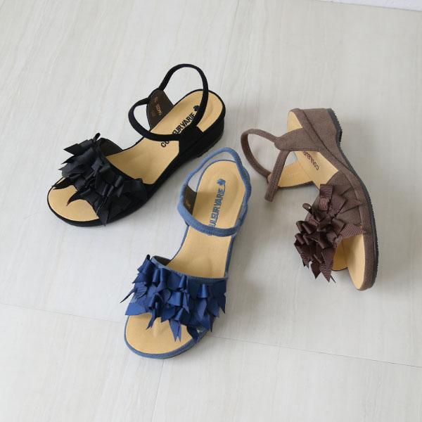 サンダル レディース  リボン 痛くない 3e幅 幅広 甲高 甲深 外反母趾 ウェッジヒール きれいめ カジュアル 夏 No.544233 クロールバリエ セール ※交換返品不可 | COULEUR VARIE | 02