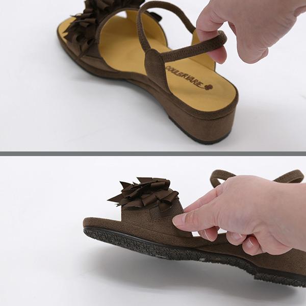 サンダル レディース  リボン 痛くない 3e幅 幅広 甲高 甲深 外反母趾 ウェッジヒール きれいめ カジュアル 夏 No.544233 クロールバリエ セール ※交換返品不可 | COULEUR VARIE | 05