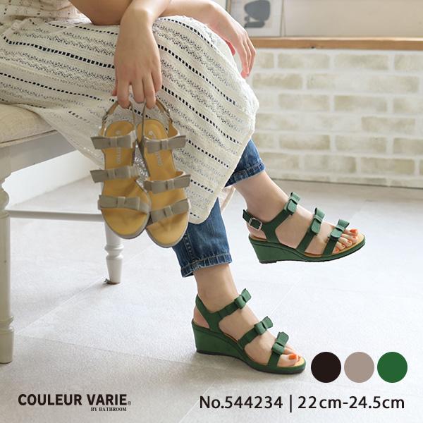 サンダル レディース リボン ウェッジソール 痛くない 柔らかい 歩きやすい かわいい きれいめ 洗える No.544234 クロールバリエ セール ※交換返品不可 | COULEUR VARIE
