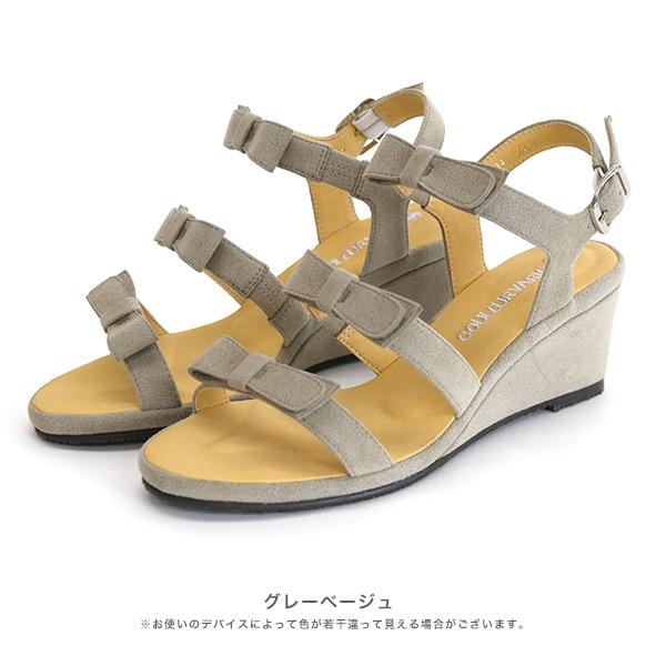 サンダル レディース リボン ウェッジソール 痛くない 柔らかい 歩きやすい かわいい きれいめ 洗える No.544234 クロールバリエ セール ※交換返品不可 | COULEUR VARIE | 02