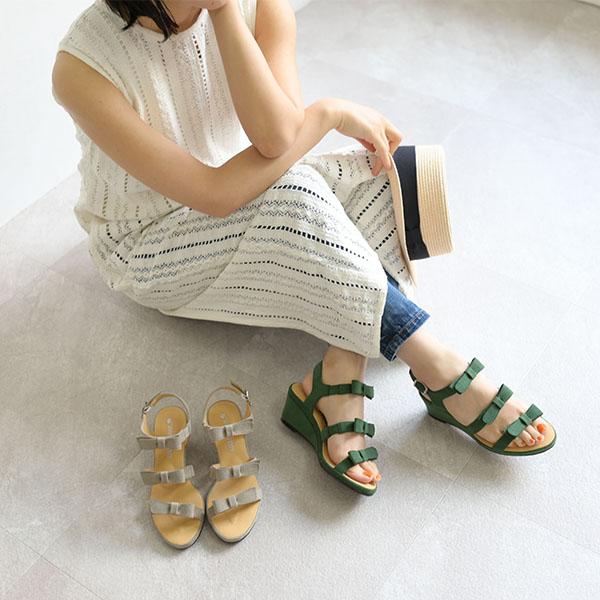 サンダル レディース リボン ウェッジソール 痛くない 柔らかい 歩きやすい かわいい きれいめ 洗える No.544234 クロールバリエ セール ※交換返品不可 | COULEUR VARIE | 06