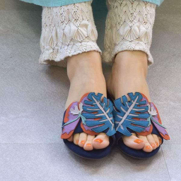 サンダル ミュール レディース ハイビスカス 靴 外反母趾 幅広 甲高 3e ぺたんこ カジュアル リゾート クロールバリエ No.544235 セール ※交換返品不可 | COULEUR VARIE | 05