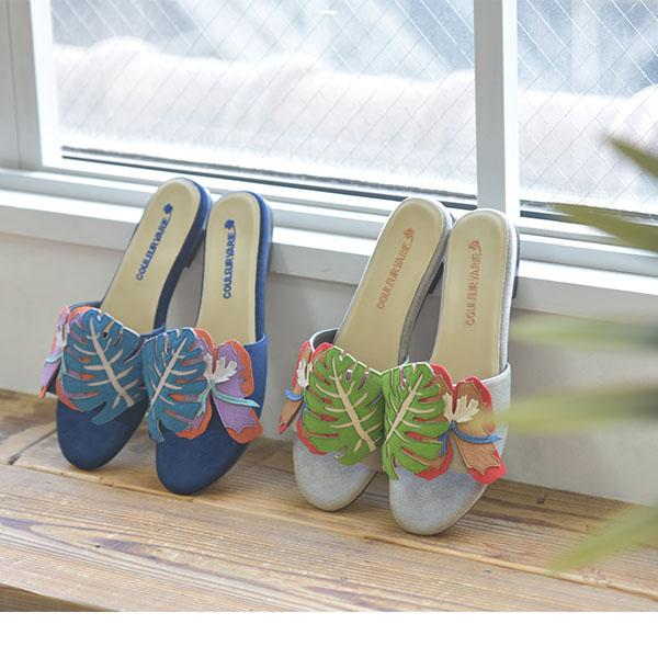 サンダル ミュール レディース ハイビスカス 靴 外反母趾 幅広 甲高 3e ぺたんこ カジュアル リゾート クロールバリエ No.544235 セール ※交換返品不可 | COULEUR VARIE | 09