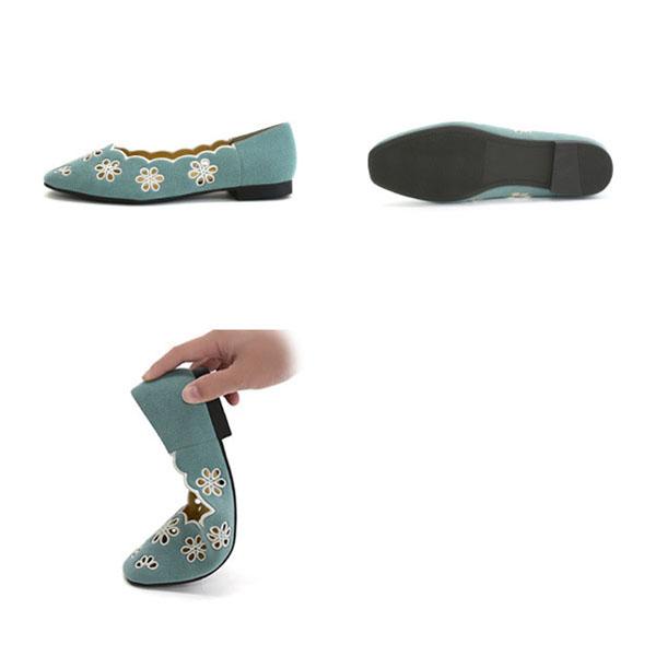 パンプス ローヒール ぺたんこ フラワーカットワーク 刺繍 スクエアトゥ ゆったり 3E幅 幅広 甲高 歩きやすい No.551230 クロールバリエ セール ※交換返品不可 | COULEUR VARIE | 08