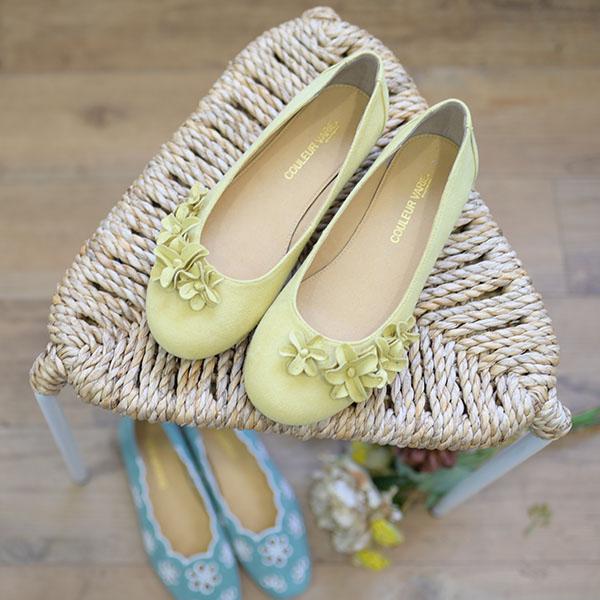 フラット パンプス レディース 花 フラワー ラウンドトゥ ぺたんこ 女性 ローヒール 痛くない シンプル 華やか クロールバリエ No.551231 セール ※交換返品不可 | COULEUR VARIE | 02