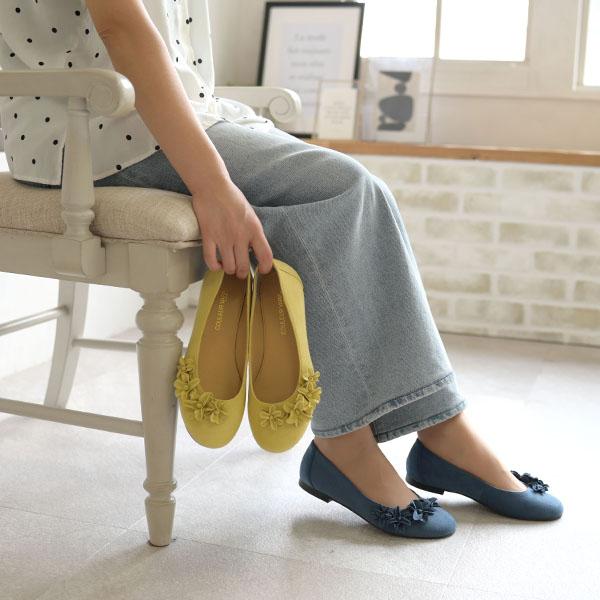 フラット パンプス レディース 花 フラワー ラウンドトゥ ぺたんこ 女性 ローヒール 痛くない シンプル 華やか クロールバリエ No.551231 セール ※交換返品不可 | COULEUR VARIE | 05