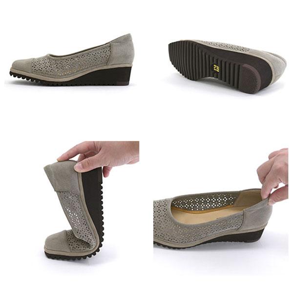 パンプス レディース 痛くない カットワーク 軽い 軽量 楽 ウェッジヒール ゆったり 3e幅 幅広 甲高 外反母趾 内反小趾 大きいサイズ クロールバリエ No.574231 | COULEUR VARIE | 12