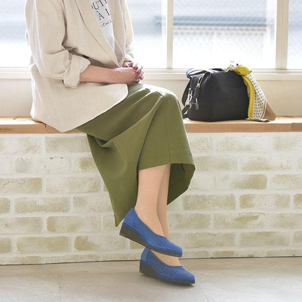 パンプス レディース 痛くない カットワーク 軽い 軽量 楽 ウェッジヒール ゆったり 3e幅 幅広 甲高 外反母趾 内反小趾 大きいサイズ クロールバリエ No.574231 | COULEUR VARIE | 06