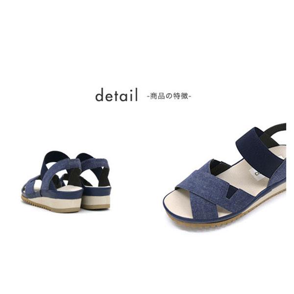 サンダル 幅広 甲高 外反母趾 軽い ゴムベルト クロスデザイン ゆったり 3E オープントゥ 痛くない No.574233 クロールバリエ セール ※交換返品不可 | COULEUR VARIE | 11
