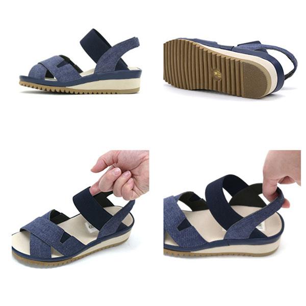 サンダル 幅広 甲高 外反母趾 軽い ゴムベルト クロスデザイン ゆったり 3E オープントゥ 痛くない No.574233 クロールバリエ セール ※交換返品不可 | COULEUR VARIE | 12