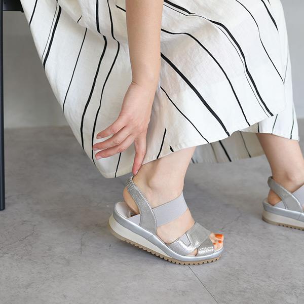 サンダル 幅広 甲高 外反母趾 軽い ゴムベルト クロスデザイン ゆったり 3E オープントゥ 痛くない No.574233 クロールバリエ セール ※交換返品不可 | COULEUR VARIE | 17