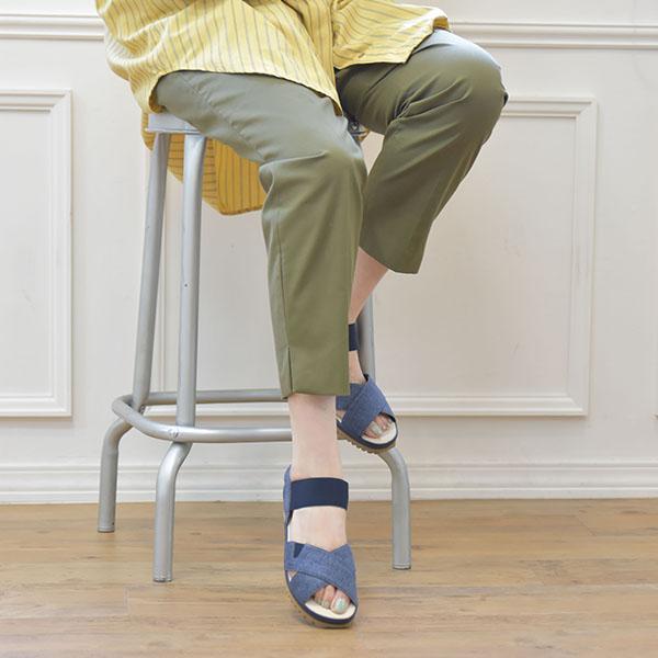 サンダル 幅広 甲高 外反母趾 軽い ゴムベルト クロスデザイン ゆったり 3E オープントゥ 痛くない No.574233 クロールバリエ セール ※交換返品不可 | COULEUR VARIE | 05