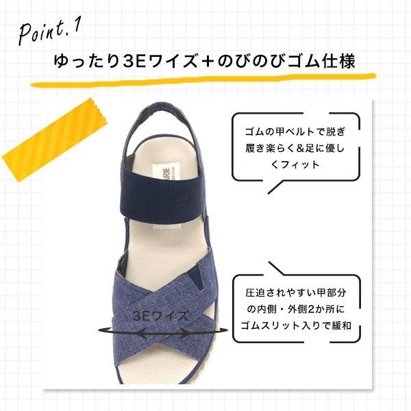サンダル 幅広 甲高 外反母趾 軽い ゴムベルト クロスデザイン ゆったり 3E オープントゥ 痛くない No.574233 クロールバリエ セール ※交換返品不可 | COULEUR VARIE | 07