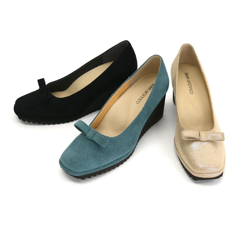 パンプス リボン 走れる 痛くない 3E ゆったり 幅広 甲高 甲深 外反母趾 内反小趾 超軽量 クッション 歩きやすい 疲れにくい 楽 クロールバリエ No.574235 | COULEUR VARIE | 01