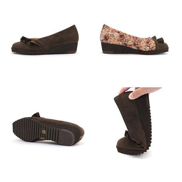 パンプス フリル バイカラー ウェッジヒール 軽い 走れる 痛くない 3E ゆったり 幅広 甲高 甲深 外反母趾 内反小趾 歩きやすい クロールバリエ No.574280 | COULEUR VARIE | 10