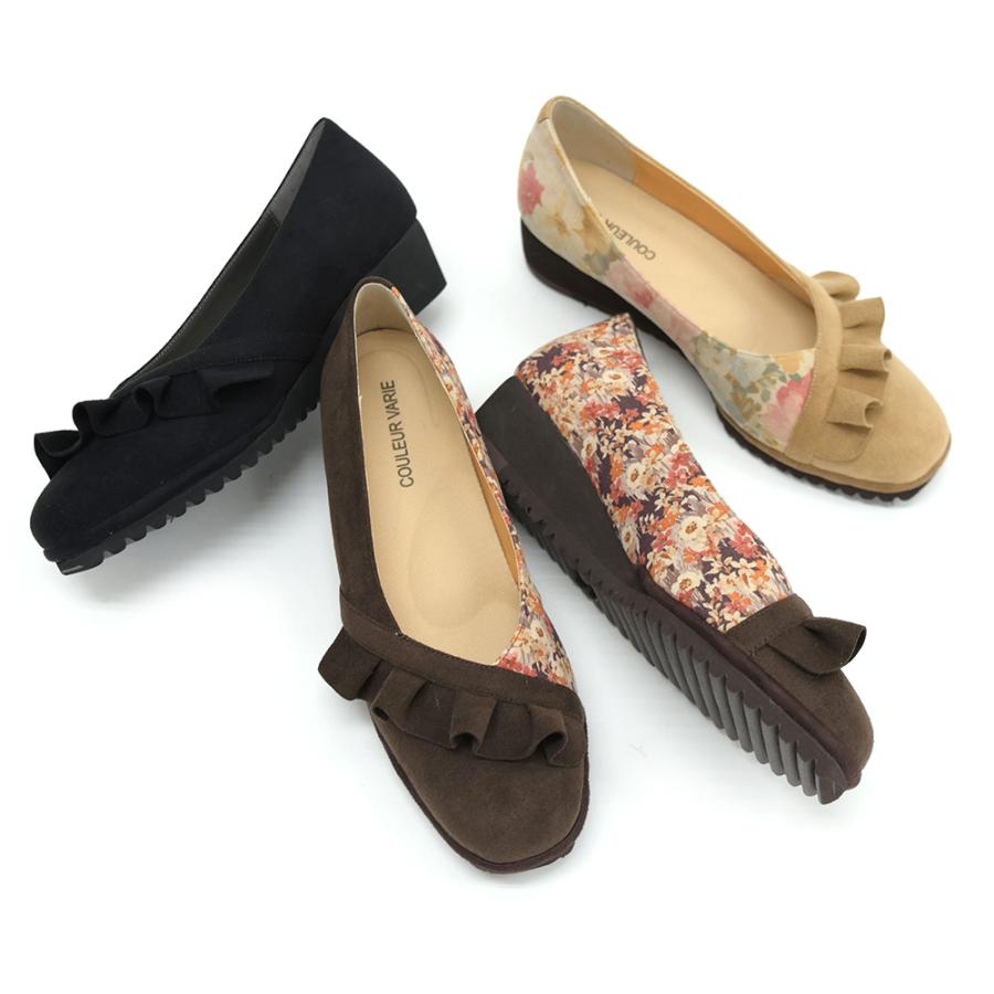 パンプス フリル バイカラー ウェッジヒール 軽い 走れる 痛くない 3E ゆったり 幅広 甲高 甲深 外反母趾 内反小趾 歩きやすい クロールバリエ No.574280 | COULEUR VARIE | 11