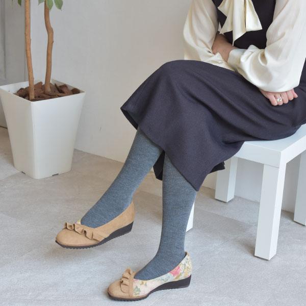 パンプス フリル バイカラー ウェッジヒール 軽い 走れる 痛くない 3E ゆったり 幅広 甲高 甲深 外反母趾 内反小趾 歩きやすい クロールバリエ No.574280 | COULEUR VARIE | 03