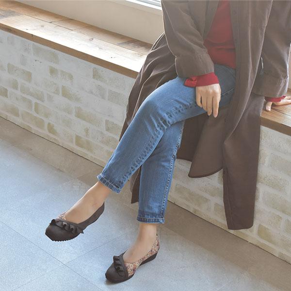 パンプス フリル バイカラー ウェッジヒール 軽い 走れる 痛くない 3E ゆったり 幅広 甲高 甲深 外反母趾 内反小趾 歩きやすい クロールバリエ No.574280 | COULEUR VARIE | 05