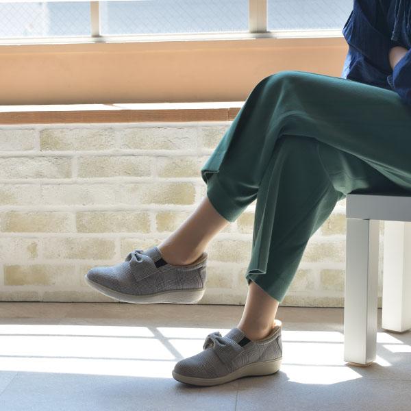 スリッポン レディース リボン 幅広 甲高 甲深 小さいサイズ 大きいサイズ 外反母趾 内反小趾 ワイズ 3e 靴 ローヒール シンプル 楽 クロールバリエ No.574282 | COULEUR VARIE | 03