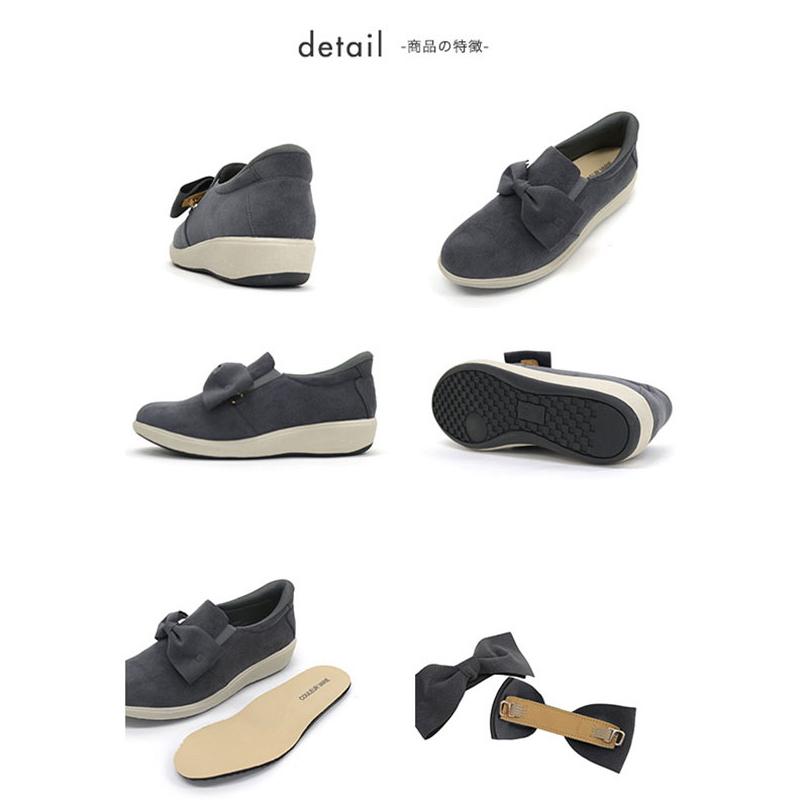 スリッポン レディース リボン 幅広 甲高 甲深 小さいサイズ 大きいサイズ 外反母趾 内反小趾 ワイズ 3e 靴 ローヒール シンプル 楽 クロールバリエ No.574282 | COULEUR VARIE | 09
