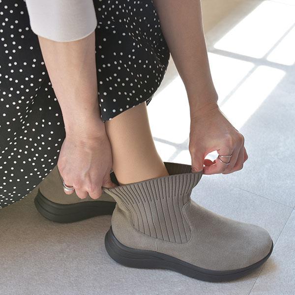 ショートブーツ ニット サイドゴア レディース 軽量 防臭 3E 3e ゆったり 幅広 甲高 外反母趾 楽 疲れない 洗える シンプル 旅行 クロールバリエ No.574283 | COULEUR VARIE | 04