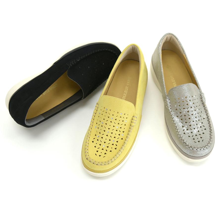 モカシン ストーン カットワーク 3e 3E ゆったり クロールバリエ 幅広 甲高 外反母趾 疲れない 痛くない 楽 レディース シューズ シンプル 柔らかい No.578230 | COULEUR VARIE | 01