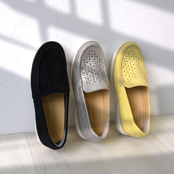 モカシン ストーン カットワーク 3e 3E ゆったり クロールバリエ 幅広 甲高 外反母趾 疲れない 痛くない 楽 レディース シューズ シンプル 柔らかい No.578230 | COULEUR VARIE | 02