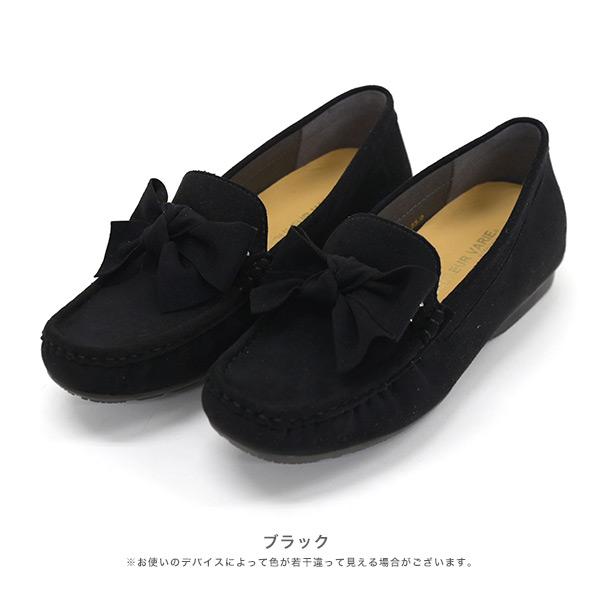 モカシン レディース リボン 幅広 甲高 甲深 外反母趾 内反小趾 3E幅 ローヒール 内ボア ファー あったか ふかふか 楽 着せ替え 2way クロールバリエ No.578280 | COULEUR VARIE | 14