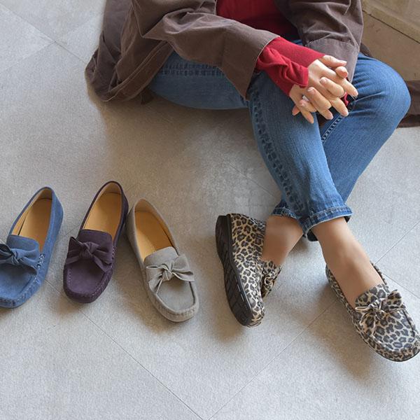 モカシン レディース リボン 幅広 甲高 甲深 外反母趾 内反小趾 3E幅 ローヒール 内ボア ファー あったか ふかふか 楽 着せ替え 2way クロールバリエ No.578280 | COULEUR VARIE | 01