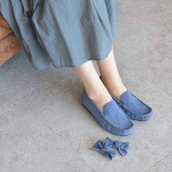 モカシン レディース リボン 幅広 甲高 甲深 外反母趾 内反小趾 3E幅 ローヒール 内ボア ファー あったか ふかふか 楽 着せ替え 2way クロールバリエ No.578280 | COULEUR VARIE | 03