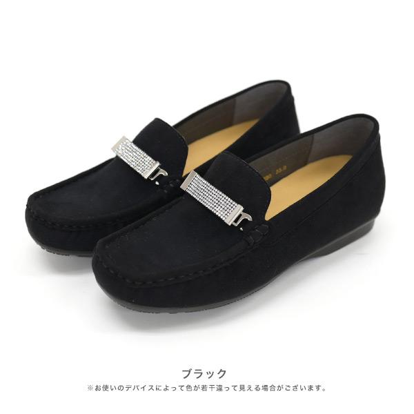 モカシン レディース ビジュー キラキラ 幅広 甲高 甲深 外反母趾 内反小趾 ワイズ 3e 3E 靴 ローヒール 着せ替え 2way 秋 冬 黒 クロールバリエ No.578280a | COULEUR VARIE | 13
