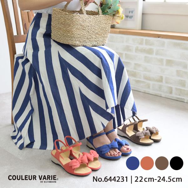 サンダル レディース 痛くない ストラップ ウェッジソール ウェッジヒール リボン 幅広 甲高 甲深 外反母趾 大人かわいい 春 夏 旅 クロールバリエ No.644231 | 