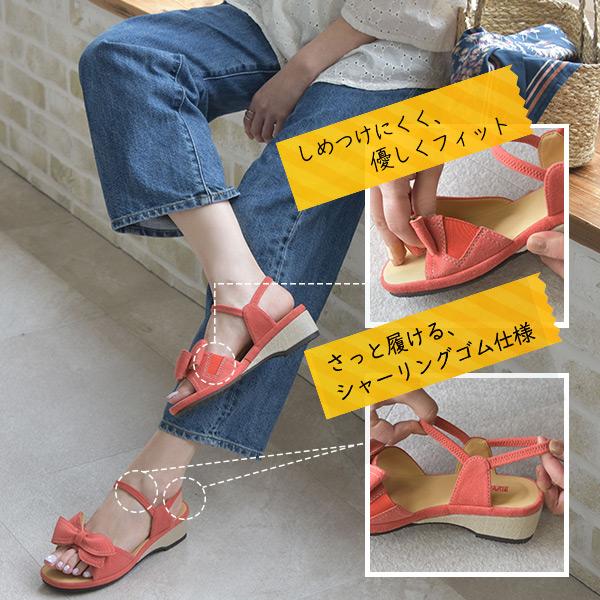 サンダル レディース 痛くない ストラップ ウェッジソール ウェッジヒール リボン 幅広 甲高 甲深 外反母趾 大人かわいい 春 夏 旅 クロールバリエ No.644231 |  | 09