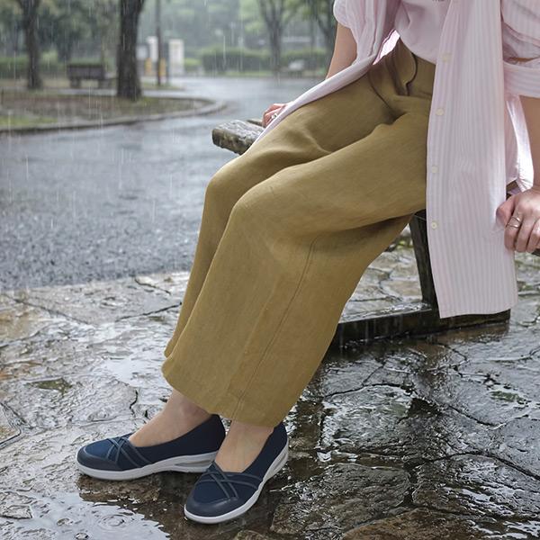 レインパンプス バレエシューズ スニーカー底 撥水 ニット エアーソール オールウェザー ラウンドトゥ 雨靴 ローヒール フラット 軽量 バスルーム No.654131 | COULEUR VARIE | 01