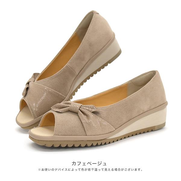 オープントゥ パンプス サンダル リボン 幅広 甲高 外反母趾 内反小趾 レディース 3E 軽い 痛くなりにくい 履きやすい 歩きやすい クロールバリエ No.6774230 | COULEUR VARIE | 15