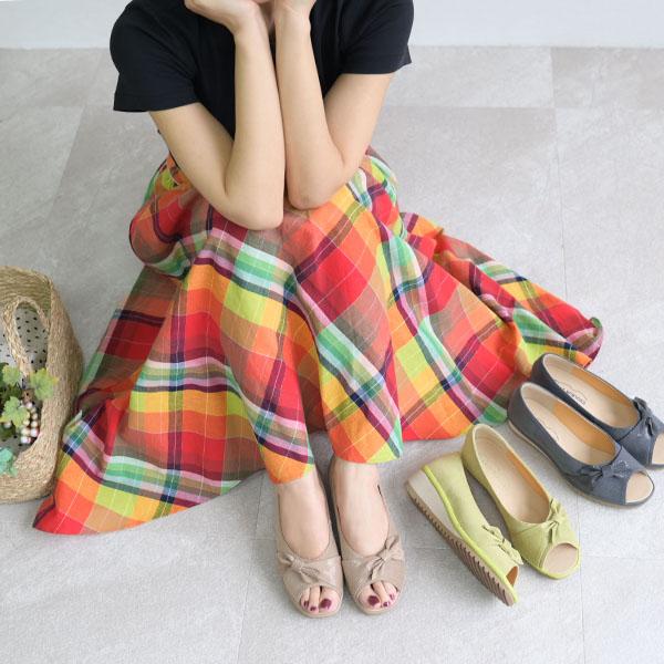 オープントゥ パンプス サンダル リボン 幅広 甲高 外反母趾 内反小趾 レディース 3E 軽い 痛くなりにくい 履きやすい 歩きやすい クロールバリエ No.6774230 | COULEUR VARIE | 02