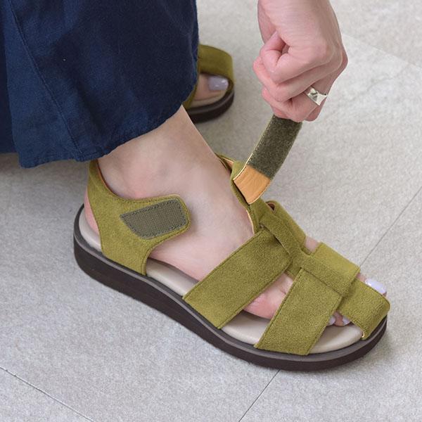 サンダル レディース 軽量 グルカサンダル バックベルト ストラップ 3E 幅広 甲高 外反母趾 内反小趾 幅調節 痛くない 旅行 疲れない クロールバリエ No.674232 | COULEUR VARIE | 01