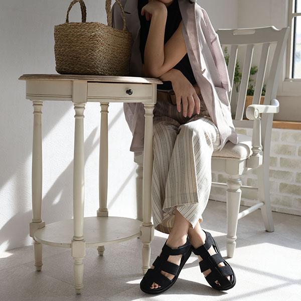 サンダル レディース 軽量 グルカサンダル バックベルト ストラップ 3E 幅広 甲高 外反母趾 内反小趾 幅調節 痛くない 旅行 疲れない クロールバリエ No.674232 | COULEUR VARIE | 03