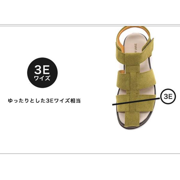 サンダル レディース 軽量 グルカサンダル バックベルト ストラップ 3E 幅広 甲高 外反母趾 内反小趾 幅調節 痛くない 旅行 疲れない クロールバリエ No.674232 | COULEUR VARIE | 08
