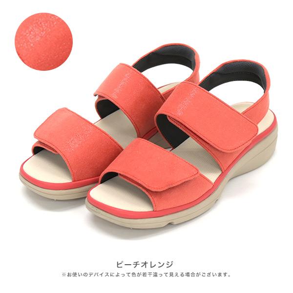 サンダル レディース 軽量 ベルト ストラップ 3E幅 幅広 甲高 外反母趾 幅調節 軽量 軽い 接触冷感 ローヒール 痛くない 歩きやすい クロールバリエ No.674233 | COULEUR VARIE | 15