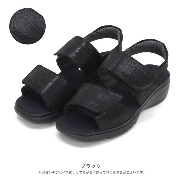 サンダル レディース 軽量 ベルト ストラップ 3E幅 幅広 甲高 外反母趾 幅調節 軽量 軽い 接触冷感 ローヒール 痛くない 歩きやすい クロールバリエ No.674233 | COULEUR VARIE | 16