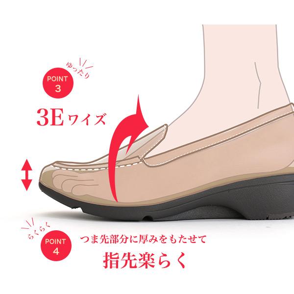 ローファー レディース 外反母趾 内反小趾 3e幅 幅広 甲高 柔らかい 歩きやすい 履きやすい 軽い ウェッジヒール 旅行 靴 カジュアル バスクラフト No.674330 | COULEUR VARIE | 06
