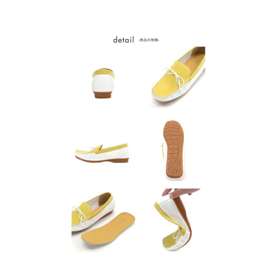 デッキシューズ モカシン レディース 幅広 甲高 外反母趾 軽い 歩きやすい ローヒール パンチング バイカラー 柔らかい クロールバリエ 散歩 買い物 No.678230 | COULEUR VARIE | 11