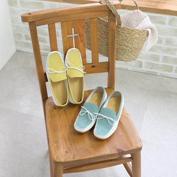 デッキシューズ モカシン レディース 幅広 甲高 外反母趾 軽い 歩きやすい ローヒール パンチング バイカラー 柔らかい クロールバリエ 散歩 買い物 No.678230 | COULEUR VARIE | 02