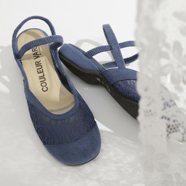 サンダル レディース ストラップ 靴 外反母趾 内反小趾 幅広 甲高 巻き爪 3e 3E ゆったり オブリークトゥ つま先 楽 疲れない クロールバリエ レース No.929203B | COULEUR VARIE | 01