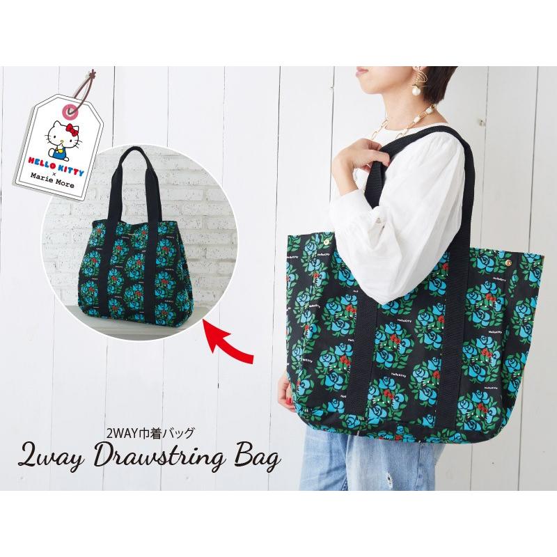 ハローキティ 2way巾着バッグ トートバッグ ショルダーバッグ エコバッグ マザーズバッグ 薔薇柄 ブルー ブラック 大きめ 日本製 Mm 0032mk Bl Baton 通販 Yahoo ショッピング